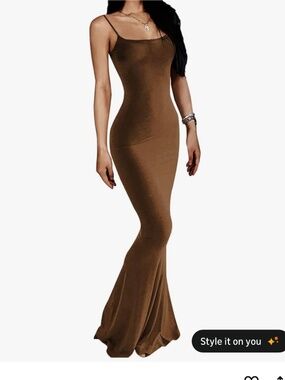Brown Bodycon Maxi Dress